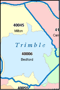 TRIMBLE County, KY ZIP Code Map