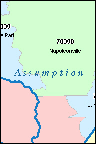 ASSUMPTION County, LA ZIP Code Map