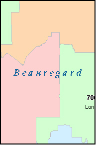 BEAUREGARD County, LA ZIP Code Map