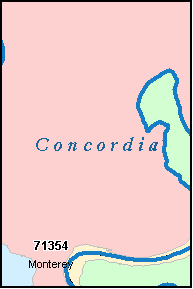 CONCORDIA County, LA ZIP Code Map
