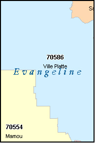 EVANGELINE County, LA ZIP Code Map