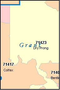 GRANT County, LA ZIP Code Map