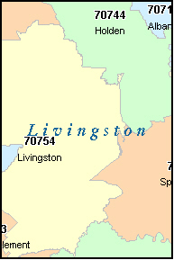 LIVINGSTON County, LA ZIP Code Map