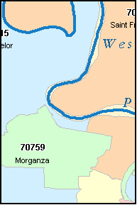 POINTE COUPEE County, LA ZIP Code Map