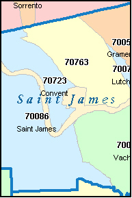 SAINT JAMES County, LA ZIP Code Map