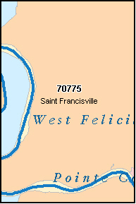 WEST FELICIANA County, LA ZIP Code Map