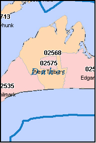 DUKES County, MA ZIP Code Map
