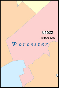 WORCESTER County Massachusetts Digital ZIP Code Map