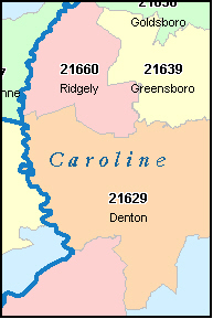 CAROLINE County, MD ZIP Code Map