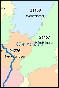 zip county code carroll map md maryland westminster codes maps