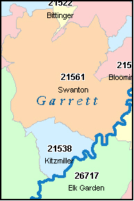 GARRETT County, MD ZIP Code Map