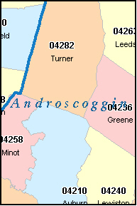 ANDROSCOGGIN County, ME ZIP Code Map