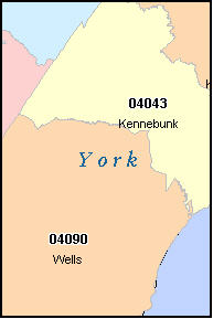 YORK County Maine Digital ZIP Code Map
