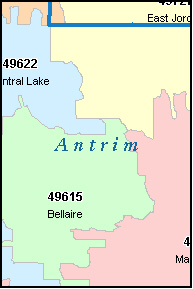 ANTRIM County, MI ZIP Code Map
