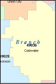 BRANCH County, MI ZIP Code Map