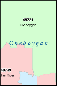CHEBOYGAN County, MI ZIP Code Map