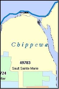 CHIPPEWA County, MI ZIP Code Map