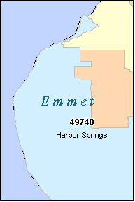 EMMET County, MI ZIP Code Map