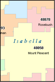 ISABELLA County, MI ZIP Code Map