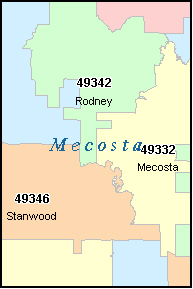 MECOSTA County, MI ZIP Code Map