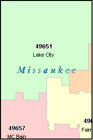 MISSAUKEE County, MI ZIP Code Map