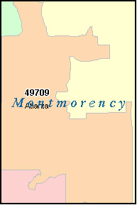 MONTMORENCY County, MI ZIP Code Map