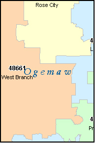 OGEMAW County, MI ZIP Code Map
