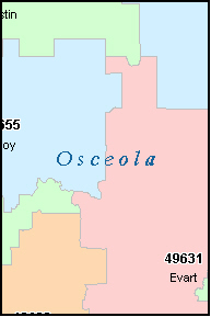 osceola county zip code map codes michigan mi