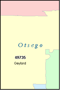 OTSEGO County, MI ZIP Code Map