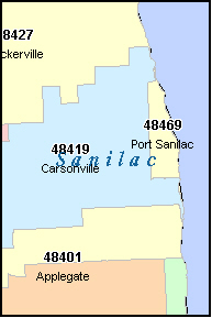 SANILAC County, MI ZIP Code Map