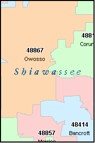 SHIAWASSEE County, MI ZIP Code Map