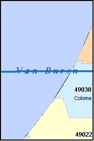 VAN BUREN County, MI ZIP Code Map