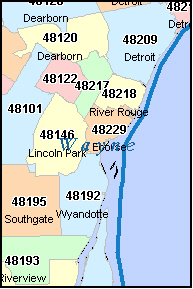 DETROIT Michigan, MI ZIP Code Map Downloads