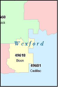 WEXFORD County, MI ZIP Code Map