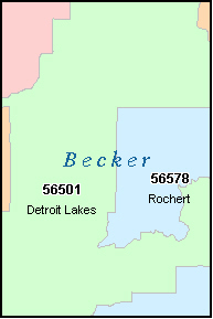 BECKER County, MN ZIP Code Map