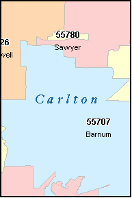 CARLTON County, MN ZIP Code Map