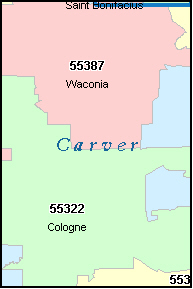 CARVER County, MN ZIP Code Map
