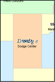 DODGE County, MN ZIP Code Map