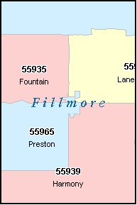FILLMORE County, MN ZIP Code Map