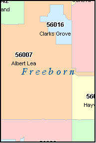 FREEBORN County, MN ZIP Code Map