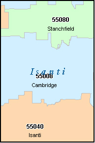 ISANTI County, MN ZIP Code Map