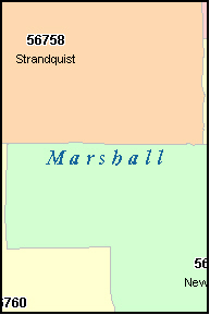 MARSHALL County, MN ZIP Code Map