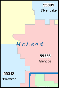 MCLEOD County, MN ZIP Code Map
