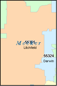 MEEKER County, MN ZIP Code Map