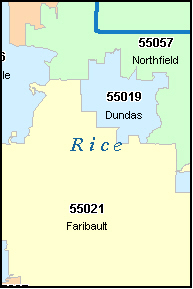 RICE County, MN ZIP Code Map