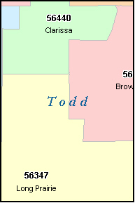 TODD County, MN ZIP Code Map