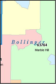 BOLLINGER County, MO ZIP Code Map