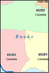 COLUMBIA Missouri, MO ZIP Code Map Downloads