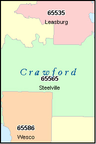 CRAWFORD County, MO ZIP Code Map