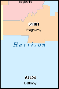 HARRISON County, MO ZIP Code Map